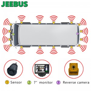 Ajoneuvon valmentaja Bus Parking Radar Sensor Monitor System HD 1080P Reverse Camera with 16 Sensors detection Blind Spot Vision Digital Nothing