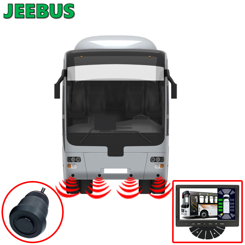 Ajoneuvon valmentaja Bus Parking Radar Sensor Monitor System HD 1080P Reverse Camera with 16 Sensors detection Blind Spot Vision Digital Nothing