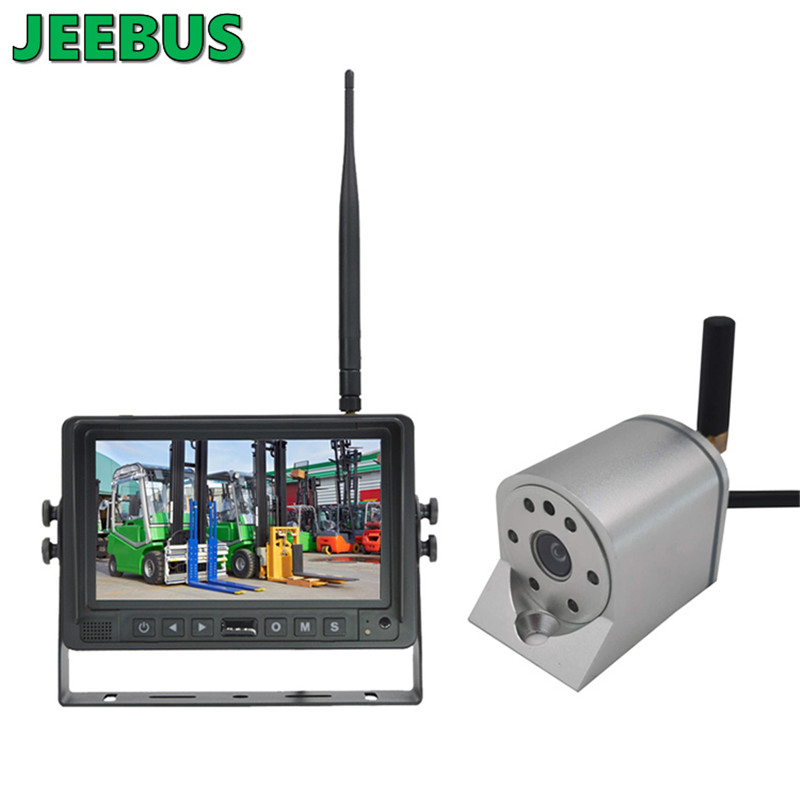 2,4 GHz: n langaton WIFI-valvontakamera, jossa AHD 7-tuumainen DVR-monitorin pysäköintitarkkailujärjestelmä haarukkatrukkeihin ja tekniseen ajoneuvoon