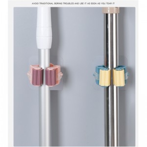 JASON muovinen litteä seinälle asennettu mopin lattapidikkeen seinäkiinnike, uusi tehokas saumaton irrotettava seinään kiinnitettävä moppi