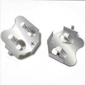 Metallinen CR2032-pronssinennikkelilevyakkuyhteys 2032-paristopidike piirilevyyn