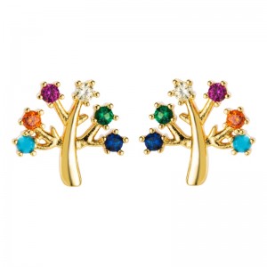 Eurooppalainen ja amerikkalainen kuparillinen todellinen kulta mikro-inlaid väri zirkoni korvakorut, henkilökohtaiset korvakorut tarvikkeet, muodikas temperamentti kukkanaisten korvakorut