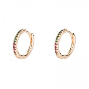 Eurooppalainen ja amerikkalainen persoonallisuus muoti kylmä tuuli hieman inlaid väri Zircon messinki kullattu korvakoru solki ympyrä korvakorut hip hop korvakoru