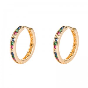 INS European ja American värikäs ympyrän korvakorut, pienet ympyrän korvakorut, geometriset korvakorut,naispuolinen väri timantti hip hop korvakorut korvakorut