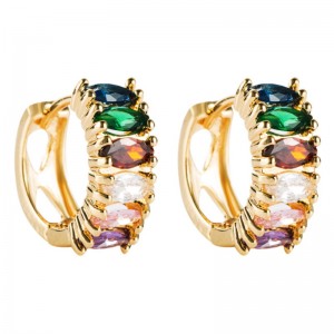 Eurooppalainen ja amerikkalainen rajat ylittävä kauppa Trendi Korvakorut Korvakorut Ladies Color Micro Zircon Yksinkertainen tuuli korvakorut tehdas tukku