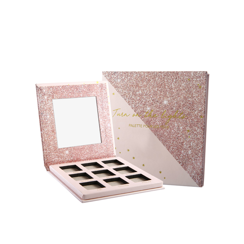 Tukkukauppa Kauneus luomukset kimaltelevat vaaleanpunainen mukautettu meikki paletti yksityinen tarra makup eyeshadow paletti