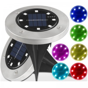 Vedenpitävä 8 LED IP65 Solar Powered Alueellinen puisto Lamppu Ulkoilu Pathway Puutarha LED aurinko maadoitus valot induktiolla