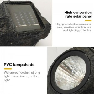 Outdoor LED Rocky Lamp 4 LED Solar Landscape Stone Gardennurmikkovalo