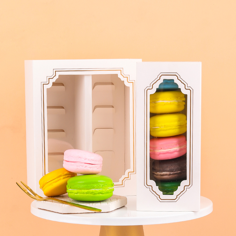 Kierrä laatikkotyyppinen säilytyslaatikko Ruoka laatikko Valkoinen Macaron Paper Box