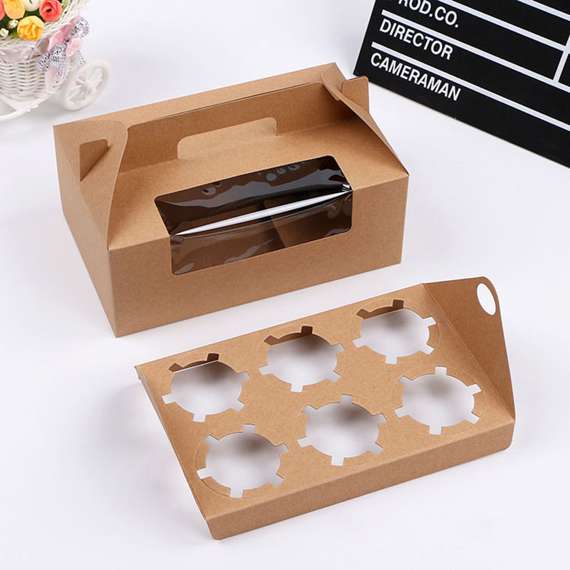 Fancy Cupcake Box 6 Container Cake Food Package