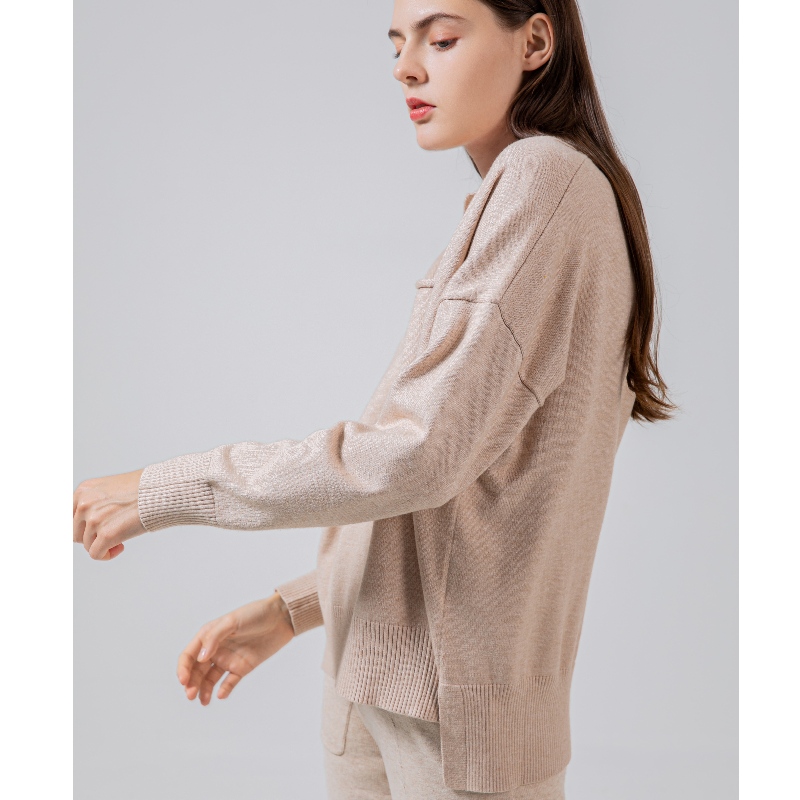 Muodikas trendi Yksinkertainen vapaa-ajan Joker Basic Lapel Knit Single Jacket 68057#