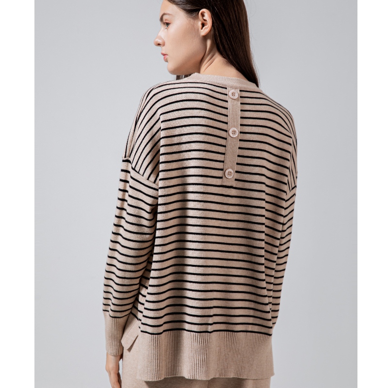 Muoti trendi Yksinkertainen rento Joker Basicneulo Striped Top 68059#