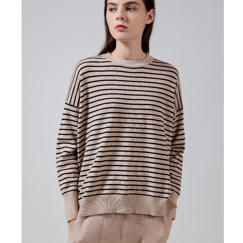 Muoti trendi Yksinkertainen rento Joker Basicneulo Striped Top 68059#