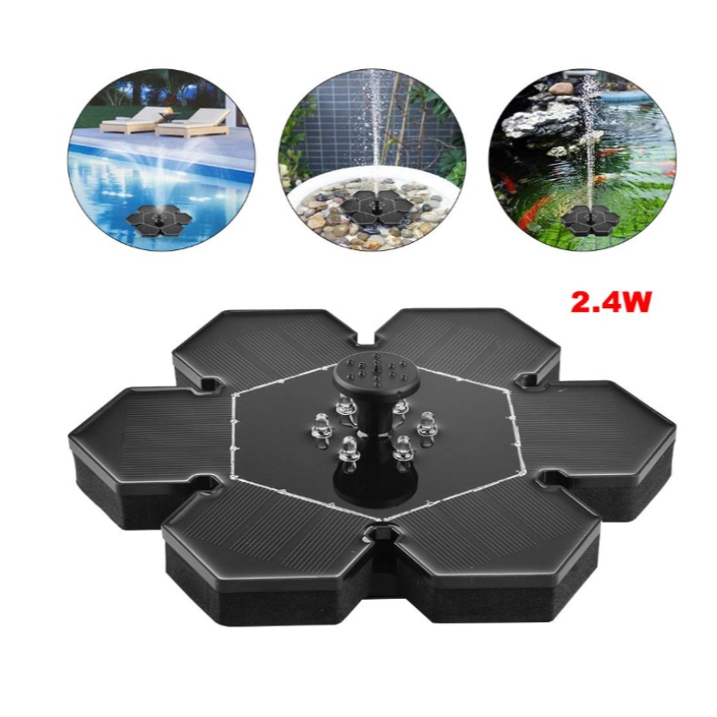Solar Powered Outdoor Landscape Water Fountain Pump Kit, LED-valot/Solar-paneeli
