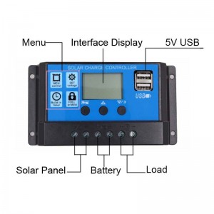 PWM Solar Charger Controller 60A 50A 40A 30A 20A 10A 12V 24V Akkulaturi LCD Dual USB Solar-paneelin säädin max 50V PV-tulo