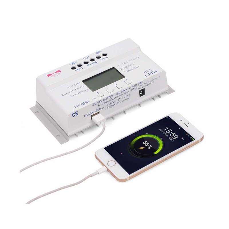 MPPT T30 30A Aurinko Latausohjain 5V USB-laturi 12V 24V Auto Solar Panel Akun LCD-näyttö laturin säädin