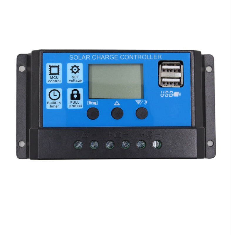 PWM Solar Charger Controller 60A 50A 40A 30A 20A 10A 12V 24V Akkulaturi LCD Dual USB Solar-paneelin säädin max 50V PV-tulo