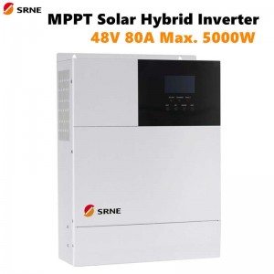 SRNE MPPT MAX 5000W Aurinkohybridivaraus taajuusmuuttajaa 80A Pure Sine Wave Invertter 48V 220V PV maksu 145V 50Hz 60Hz AUTO LCD-näyttö
