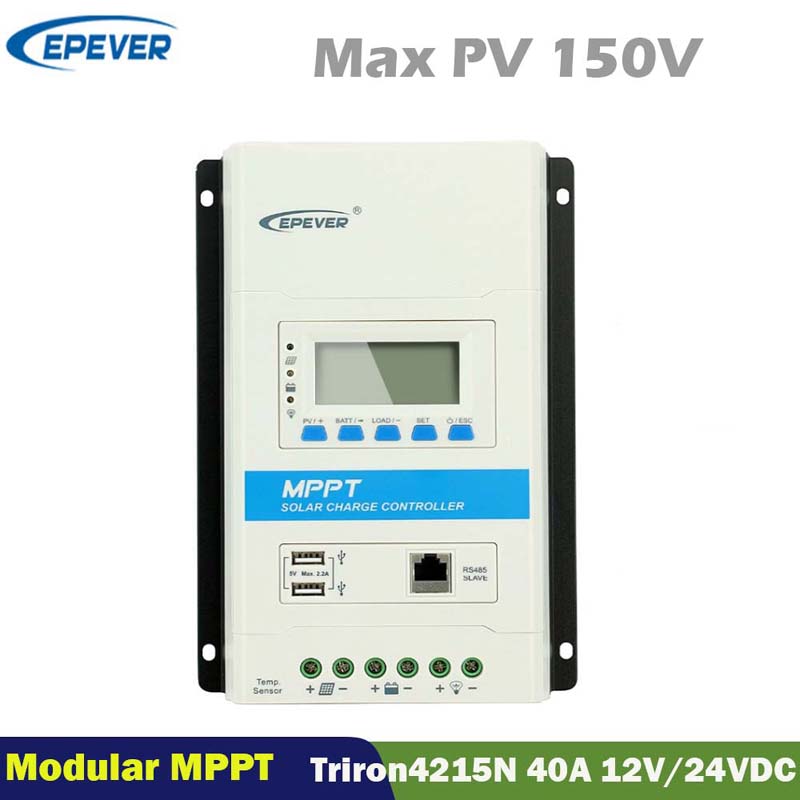 EPEG 40A TRIRON4215N MODULAR MPPT Solar Choord Controller 12V24VDC Max.150V PV Syöttö LCD-näyttöpaneelin säätimen ohjain