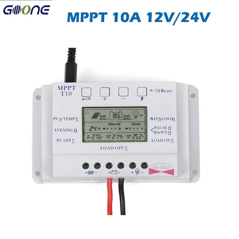PWM 20A 10A Aurinkopaneelin latausohjain T10 T20 12V 24V Auto LCD-näyttövalo ja kaksoisajastin