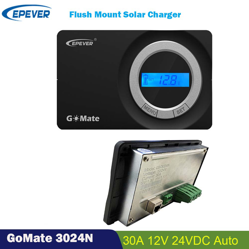 EPEG 30A SOLAR CHARGE CONTROLUMER Akun säädin 12V 24V LCD-näyttö Flush Mount automaattisesti Camping Car RV -astialle