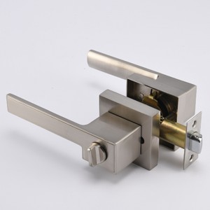 S7809 Nykyaikainenneliömäinen yksityisyysovivipu makuuhuoneen tai kylpyhuoneen, avaimeton lukkoseti -ovennuppit, jotka on asetettu satiini -nikkelille