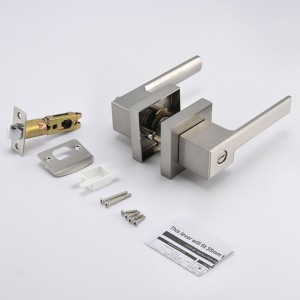 S7809 Nykyaikainenneliömäinen yksityisyysovivipu makuuhuoneen tai kylpyhuoneen, avaimeton lukkoseti -ovennuppit, jotka on asetettu satiini -nikkelille