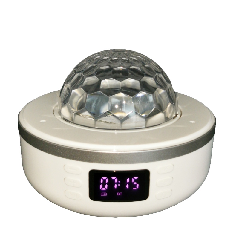 FB-BSK5 Bluetooth-kelloradio-kaiutin, jossa on työpöydän lamppu, diskopallo ja projektiovalaistus