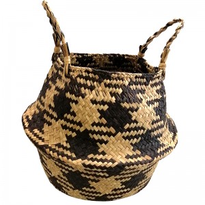 Käsintehty Seaweed Storage Basket Paijari rottinki ruoho puutarha FlowerPot Collar Pattern FlowerPot kori