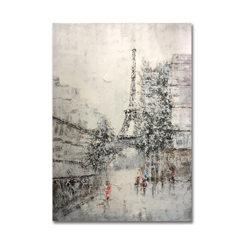 Uusi tuote käsin maalattu taide työ moderni abstrakti tyyli seinä eiffel maisema koristelu öljymaalaus