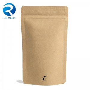 100% kompostoitava lämpö suljettava korkea este ruoka pakkaukset Stand Up Pouch Kraft Bag