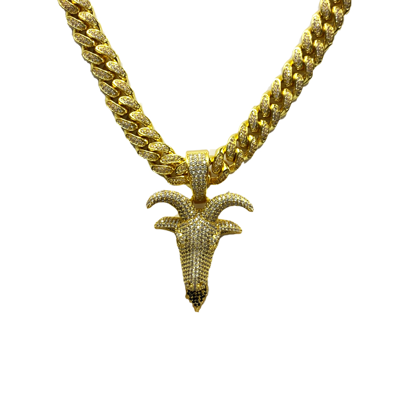 Zircon Solid Deer Head Hip Hop kaulakoru