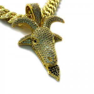 Zircon Solid Deer Head Hip Hop kaulakoru