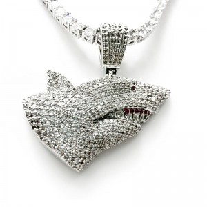 Kuuma myynti muoti Luxury korut Diamond Shark Hip Hop kaulakoru
