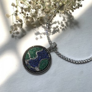 Uusi täysi zirkoni timantti pyörivä maapohjainen intialainen pitkä matkapuhelin hihna kaulakoru