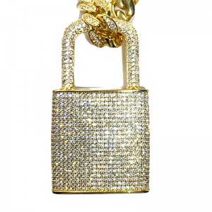 Brass Mens kupari Key Pendant Iced Out Cubic Zircon Diamond Lukko Lock Kaulakoru