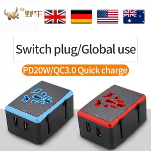 Uusi PD-nopea laturin muunnostulppa Universal Conversion Plug Fast Lataus Travel Socket Universal Converter