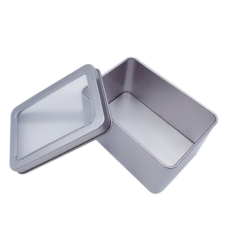 Square Tinplate Tea voi, himmeä elintarvikealan materiaali (107mm * 70mm * 60mm)
