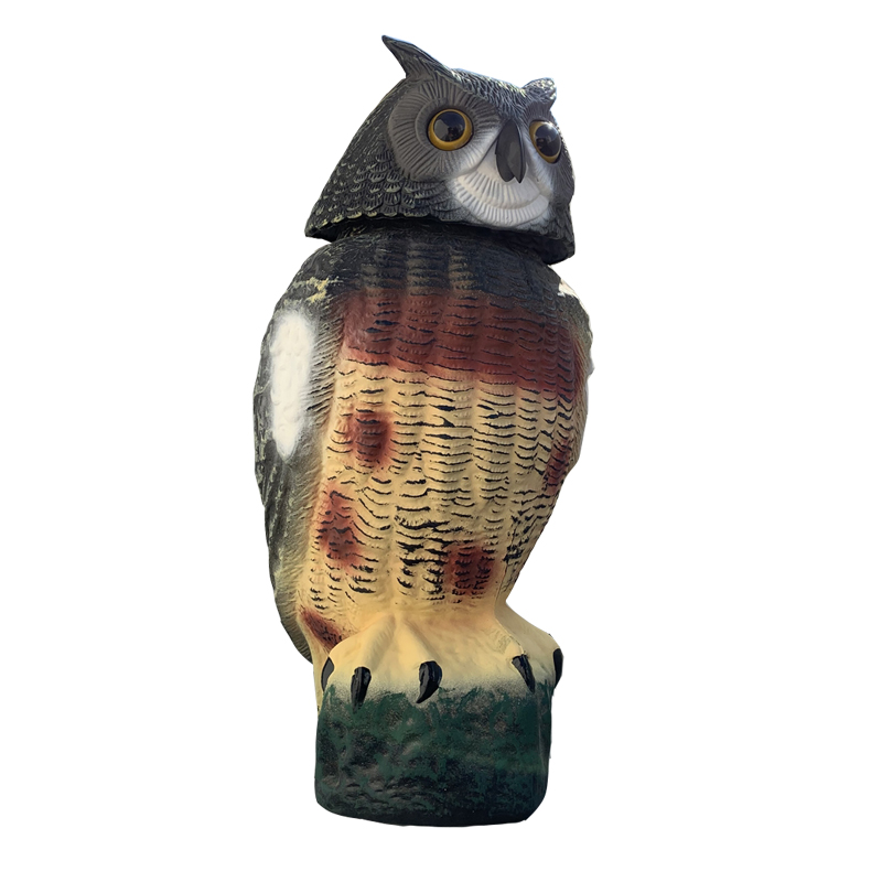 Muovi pyörivä pää simuloitu pöllökorvaus ulkona metsästys Decoy Lawn Patio Bird Decoration Pest Rellent Garden Protector