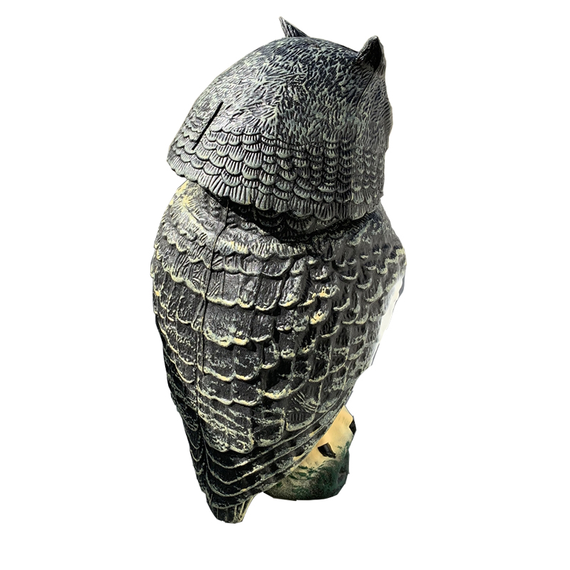 Muovi pyörivä pää simuloitu pöllökorvaus ulkona metsästys Decoy Lawn Patio Bird Decoration Pest Rellent Garden Protector