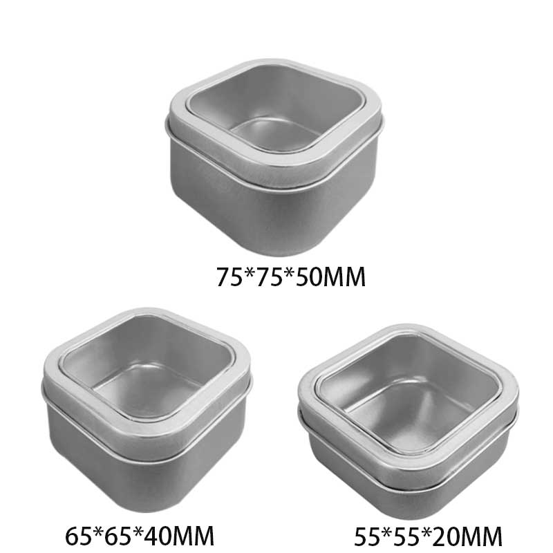 Himmeä pienineliö tina laatikko metallipakkaus kynttilä laatikko 75 * 75 * 50mm