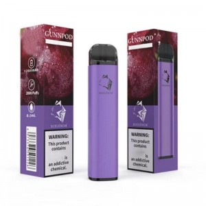 Gunnpod 2000 puffs esitäytetty kertakäyttöinen vape 1250mAh akku e Vakuus Deivce 18350 8ml Vaporizer Starter Kit vs elf Bar 20 Flavs Pen Pod Puff Gunpod