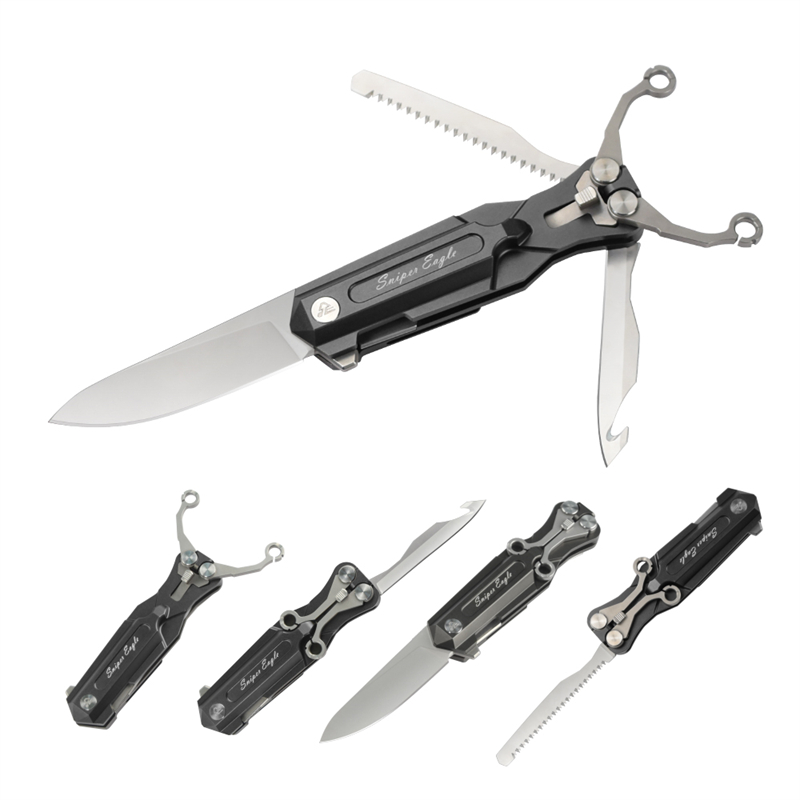 Elong Outdoor 360001 Multifunction Aluminium Slingshot Taitettava käsivarsi veitsi ulkona eloonjääminen ja metsästys