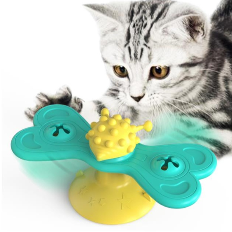 Cat Windmill lelu hauska hieronta pyörivät kissan lelut, joissa on catnip pallo hampaiden puhdistus lemmikkieläinten tuotteita