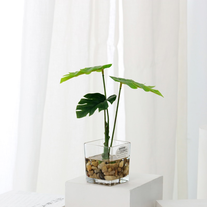 Potted keinotekoinen kasvi jäljitelmävesi lasivareilla