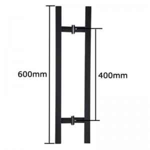 SS-031 Musta korkealaatuinen ruostumattomasta teräksestä valmistettu lasi ovi työntämä vedä kahva H muoto kaksinkertainen sivu, 24 tuumaaneliömäinen liukuovenkahva