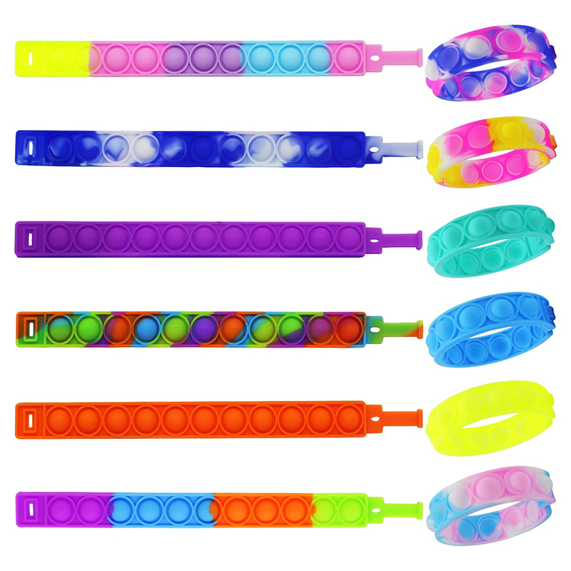 Työnnä kupla kids fidget leluja, aikuiset silikoni fidget pop rannekoru