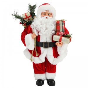 42cm joulu Standing Santa Claus Ornament Decoration Figurine Collection Fabric Holiday Festival Xmas Pehmo Custom kohde