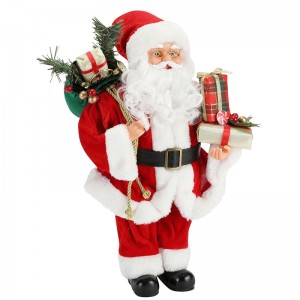 42cm joulu Standing Santa Claus Ornament Decoration Figurine Collection Fabric Holiday Festival Xmas Pehmo Custom kohde