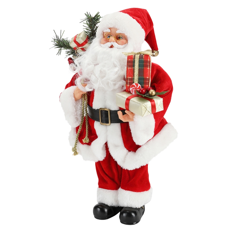 42cm joulu Standing Santa Claus Ornament Decoration Figurine Collection Fabric Holiday Festival Xmas Pehmo Custom kohde